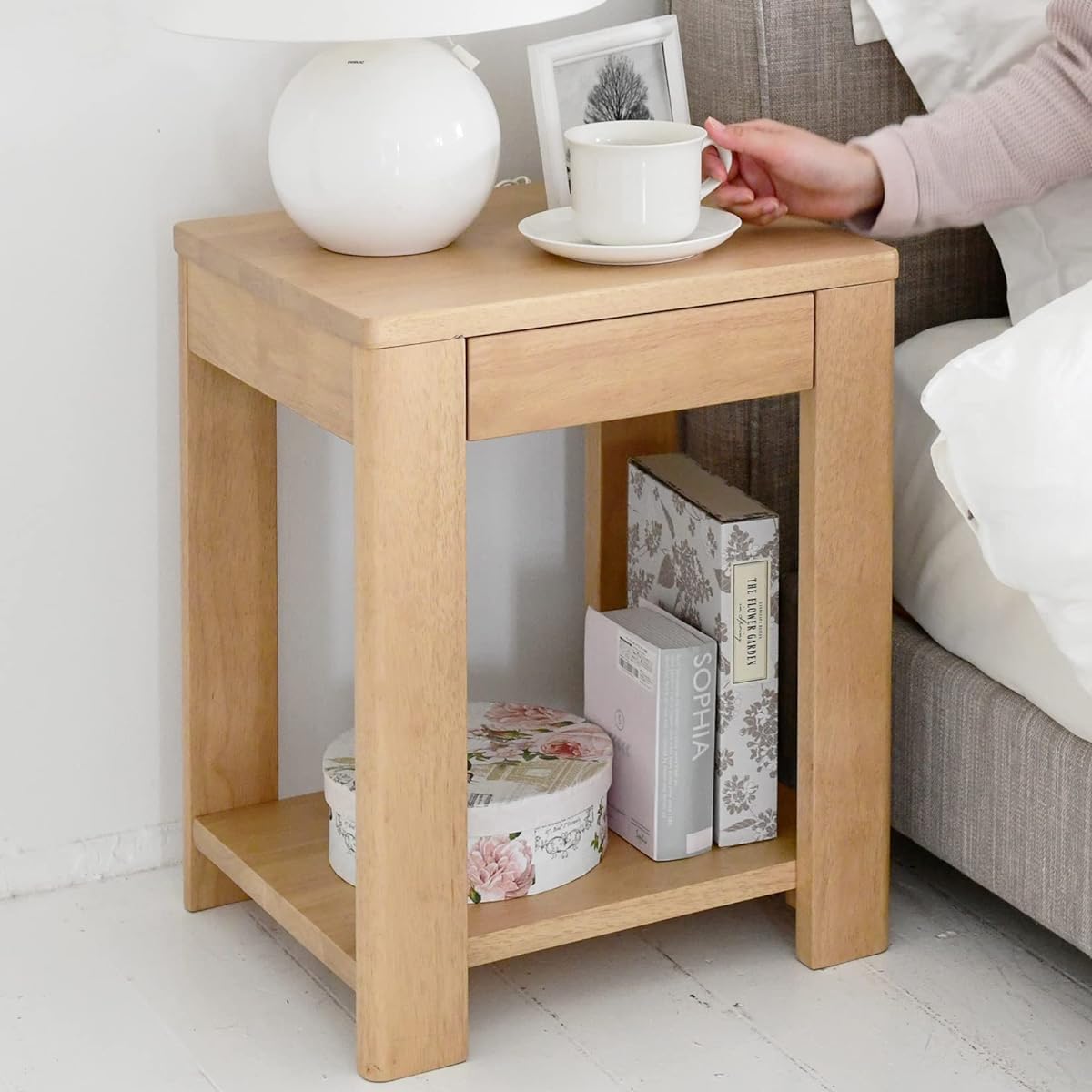 [Yamazen] Side Table [Completed Product] Drawer with Shelf Width 40 x Depth 35 x Height 50.5 cm Wooden Bed Table Storage Rack Bedroom Stylish Bed Kiwi SNS-5040(KW)