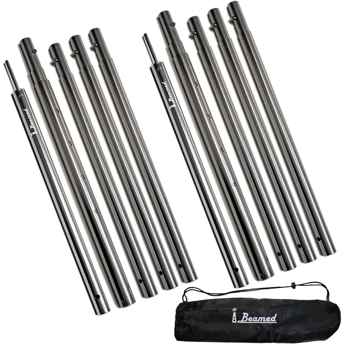 iBeamed Tent Pole Compact Tarp Pole Storage 40cm Thickness 19mm Slide Adjustment (Silver Ver2, 191)
