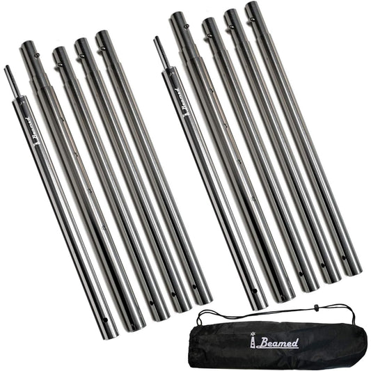 iBeamed Tent Pole Compact Tarp Pole Storage 40cm Thickness 19mm Slide Adjustment (Silver Ver2, 191)