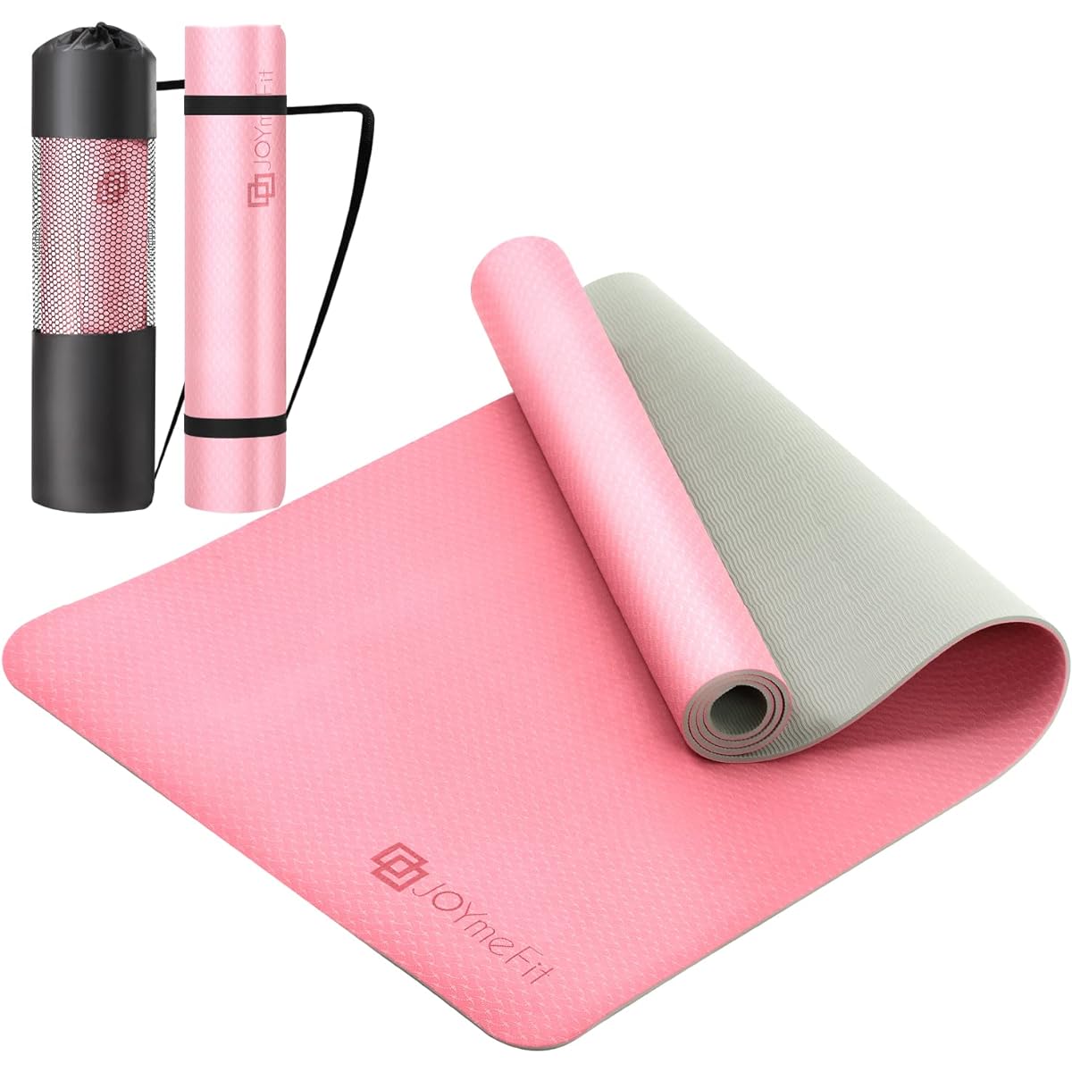 JOYme Yoga Mat (Thickness 6mm/Storage Bag Included/TPE Material) Yoga Training Mat Stretch Mat Muscle Training Mat Exercise Mat (Soundproof/Wide/Washable) for Yoga Indoor Exercise Washable Non-Slip