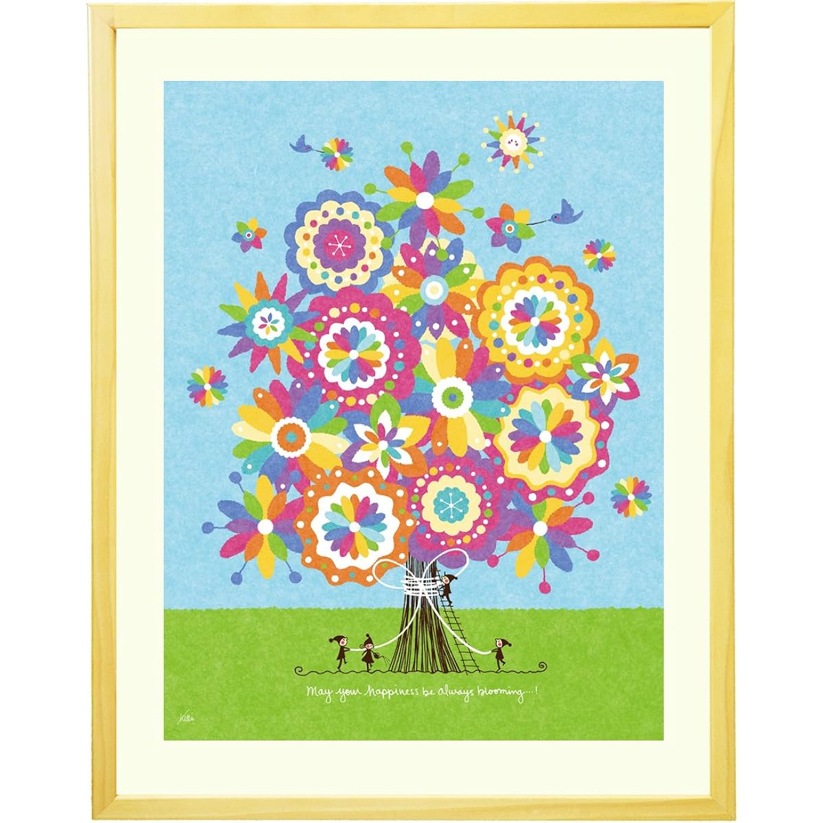 Painting Interior Painting "Bouquet of Happiness (Rainbow Color)" (M Size) Painting to Decorate in the Entrance Feng Shui Stylish Framed Mail Order Flower Painting Healing Living Art Present Wall Hanging Scandinavian Popular