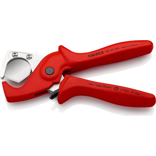 KNIPEX Plastic pipe cutter for cutting plastic pipes and rubber hoses, total length 185mm 9020-185SB