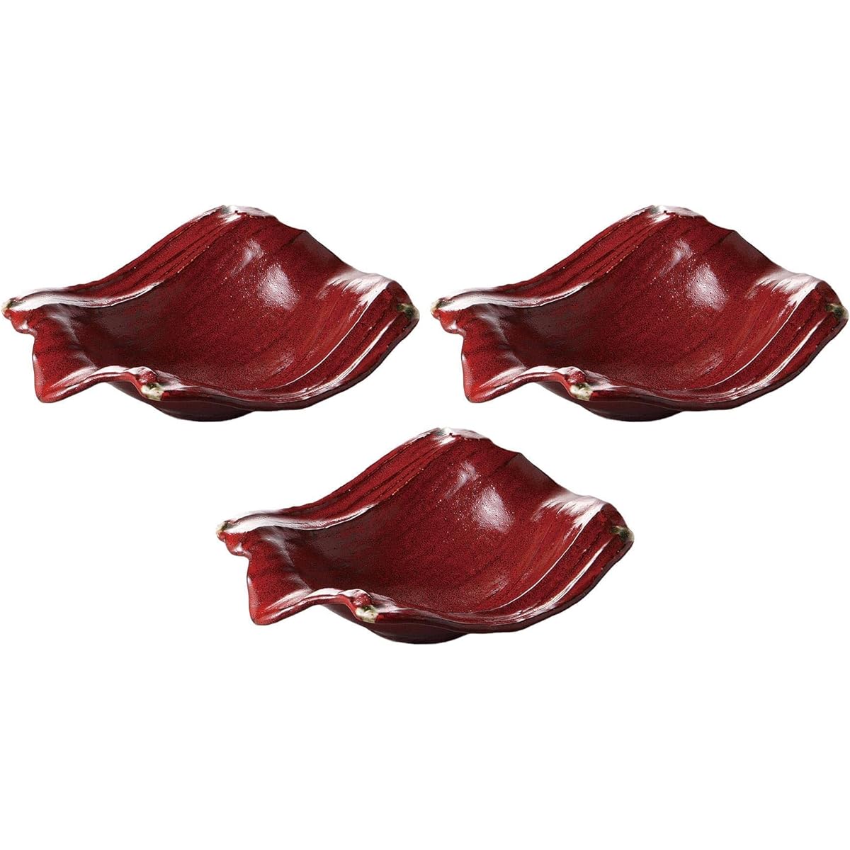 Set of 3 Beniyuzu tenmoku double-sided 8.5 bowls [29.5 x 14.5 x 8.5 cm] [Large bowl]