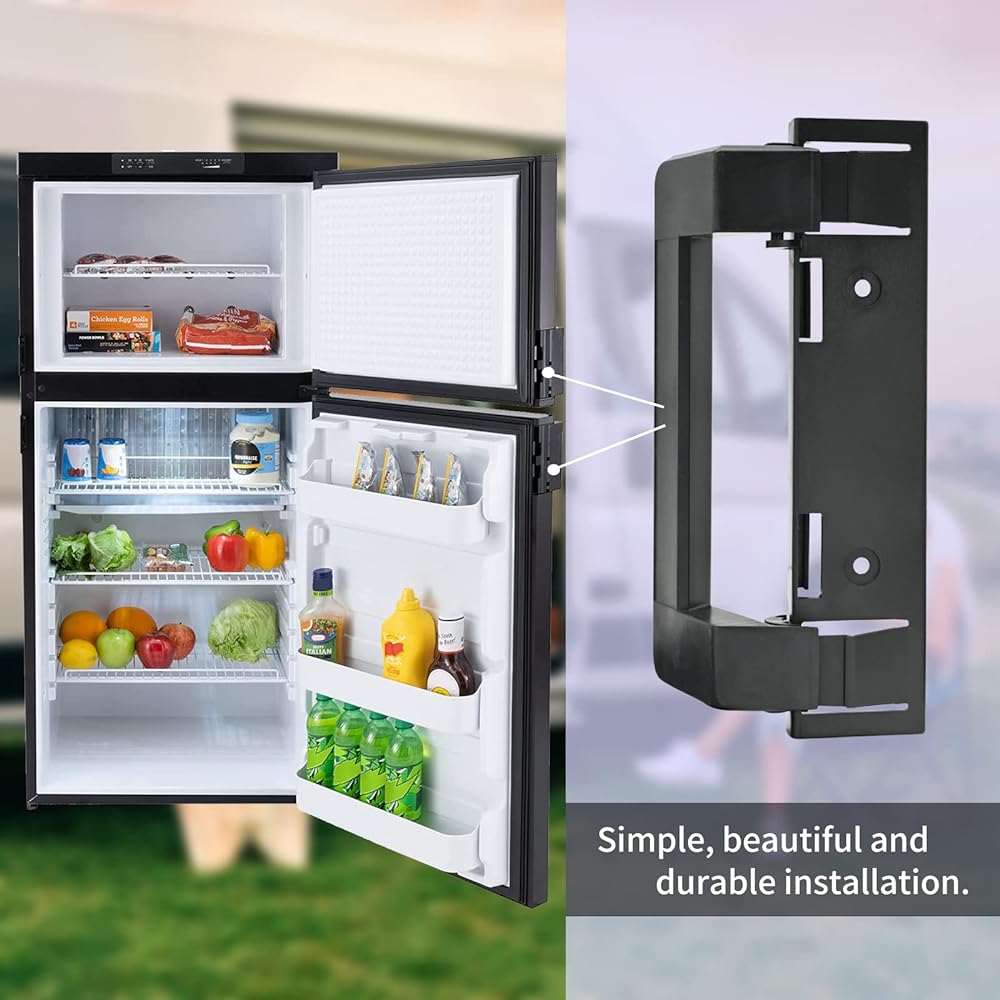 2 packs 3316882900 RV refrigerator door handle holder grip Black hardware Black hardware 3316882.900 S, Std Dr Handle Combo-6/8 Amii DM2672, DM2682, DM2872, DM2882 Compatible with refrigerators with airing cards