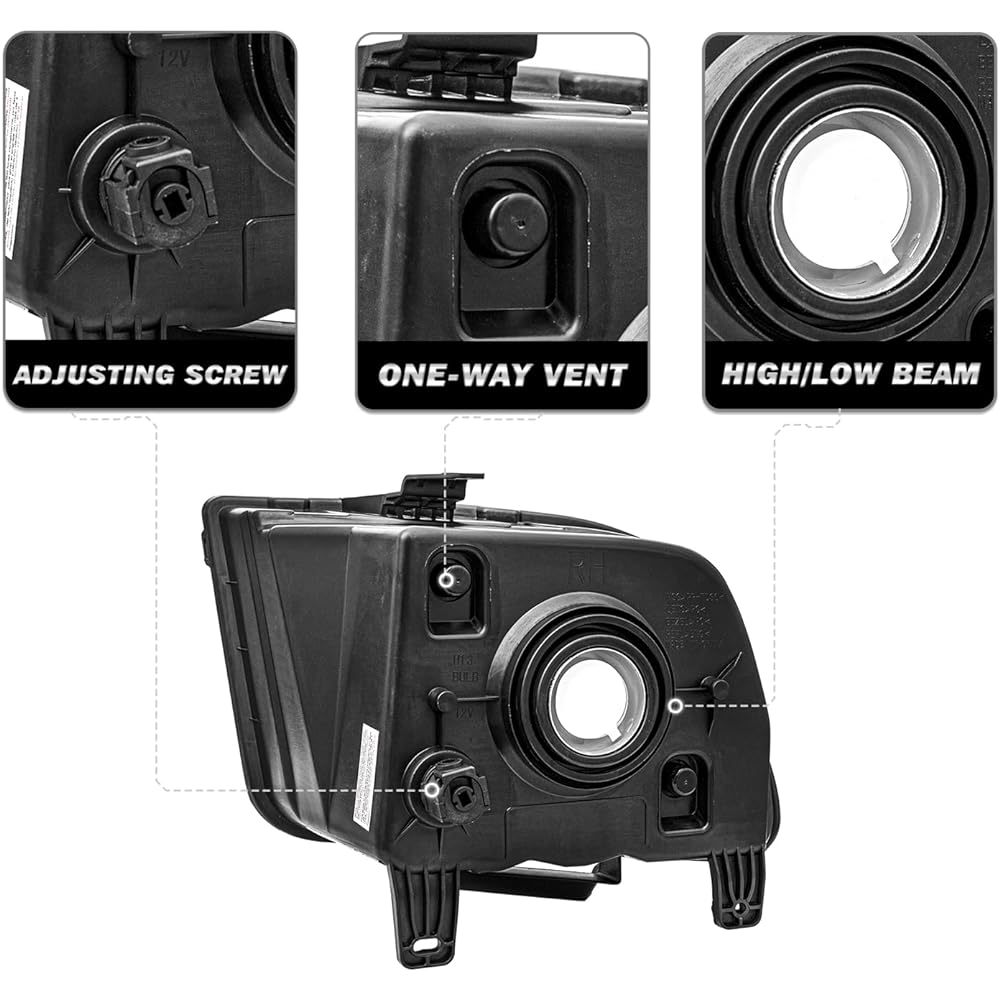 Sockir Headlight Acembredet 2005-2009 Ford Mustang Waterproof Headlight Public seat driver's seat (with black housing clear frector)