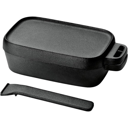 Takagi KANUCHI OUTDOOR Iron Mestin with Handle Dutch Oven Iron Plate Lid Cast Iron Square Black 1 Cup Full Water Capacity/Approx. 700ml Rice Cooking Pasta Dishes Rice Pot Camping Solo Camping Outdoor Barbecue Mountain Climbing Cookware