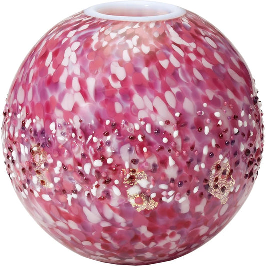 Adelia Tsugaru Vidro Vase Maximum 18.5 x Height 17.5cm Hirosaki Sakura Flower Light Round Vase Made in Japan F-71746