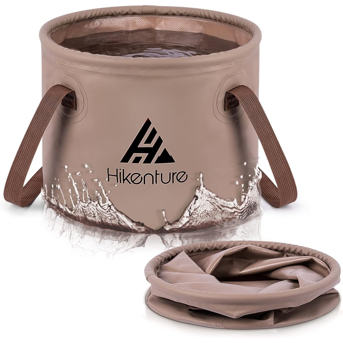 Hikenture Folding Bucket "Free Standing/Long Handle" 15L/20L Large Capacity Folding Bucket Waterproof, Stain Resistant, Flame Retardant Outdoor Circle/Square Folding Bucket Lightweight and Compact 15L & 20L Cloth Bucket Liter Fishing Bucket Camping Water