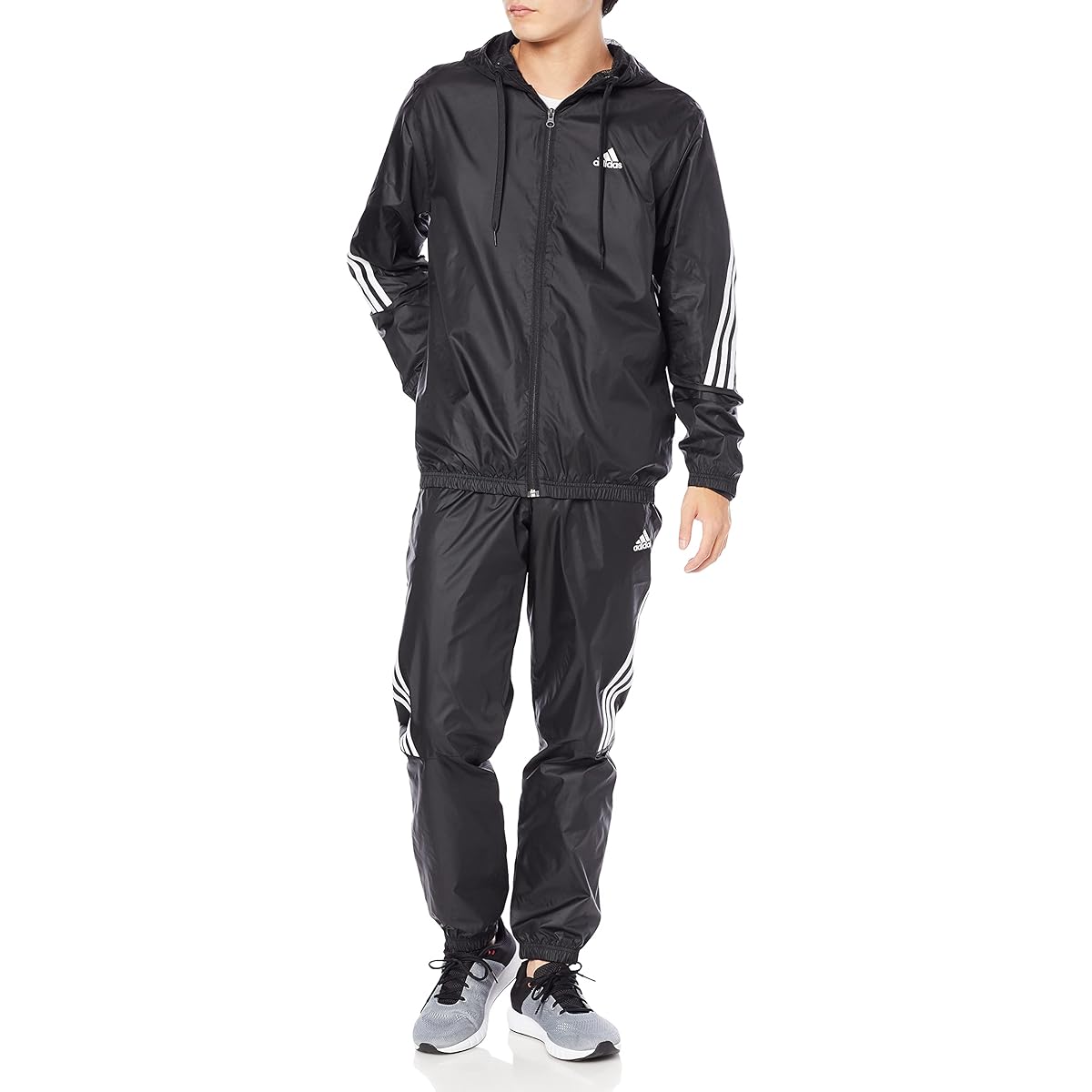 [Adidas] Jersey Top and Bottom Set Woven Hood Tracksuit Men's