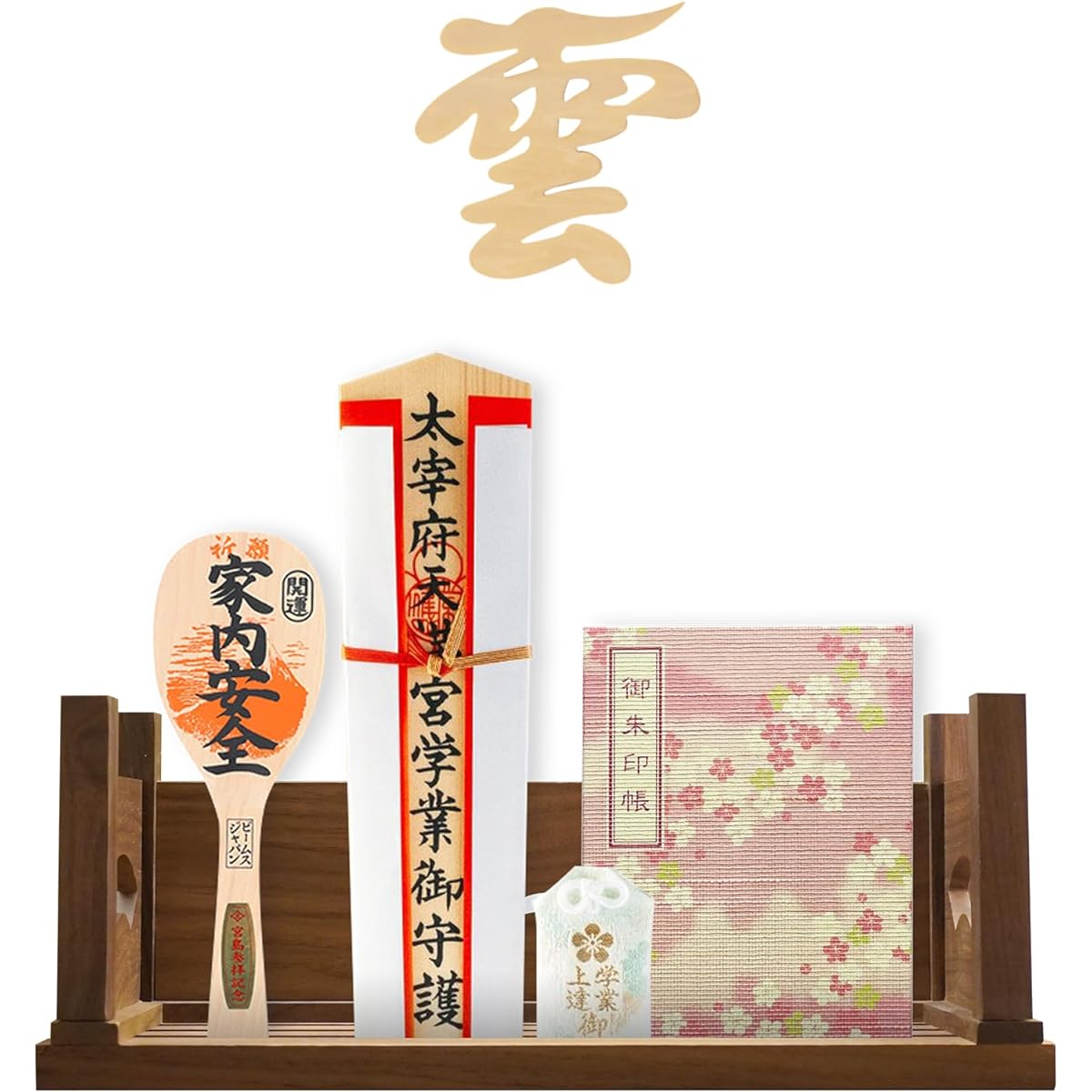 Tonbobo Shinto Shelf, Goddaf & Cloud Plate Set, Zuikishoun Shoun Shinto Shelf, Wall Mounted, Stand-Type, For Shrines and Temples, Cloud Plates, Clouds Plates, Damashiya, High Quality Black Walnut