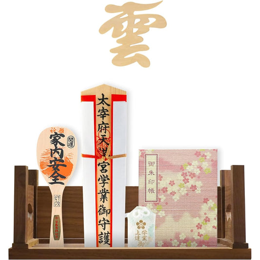 Tonbobo Shinto Shelf, Goddaf & Cloud Plate Set, Zuikishoun Shoun Shinto Shelf, Wall Mounted, Stand-Type, For Shrines and Temples, Cloud Plates, Clouds Plates, Damashiya, High Quality Black Walnut