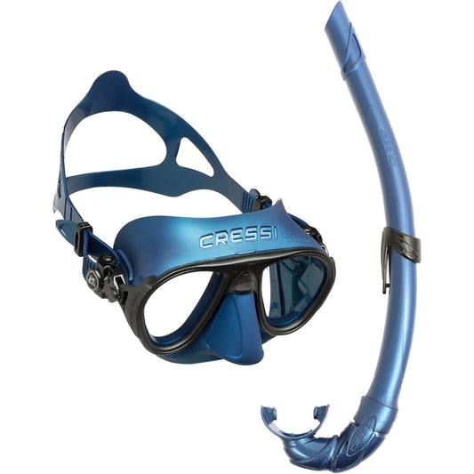 CRESSI Deep Freediving Spearfishing Mask & Snorkel Set [CALIBRO & CORSICA] Small Inner Volume Mask & Flexible Snorkel [Genuine Product]