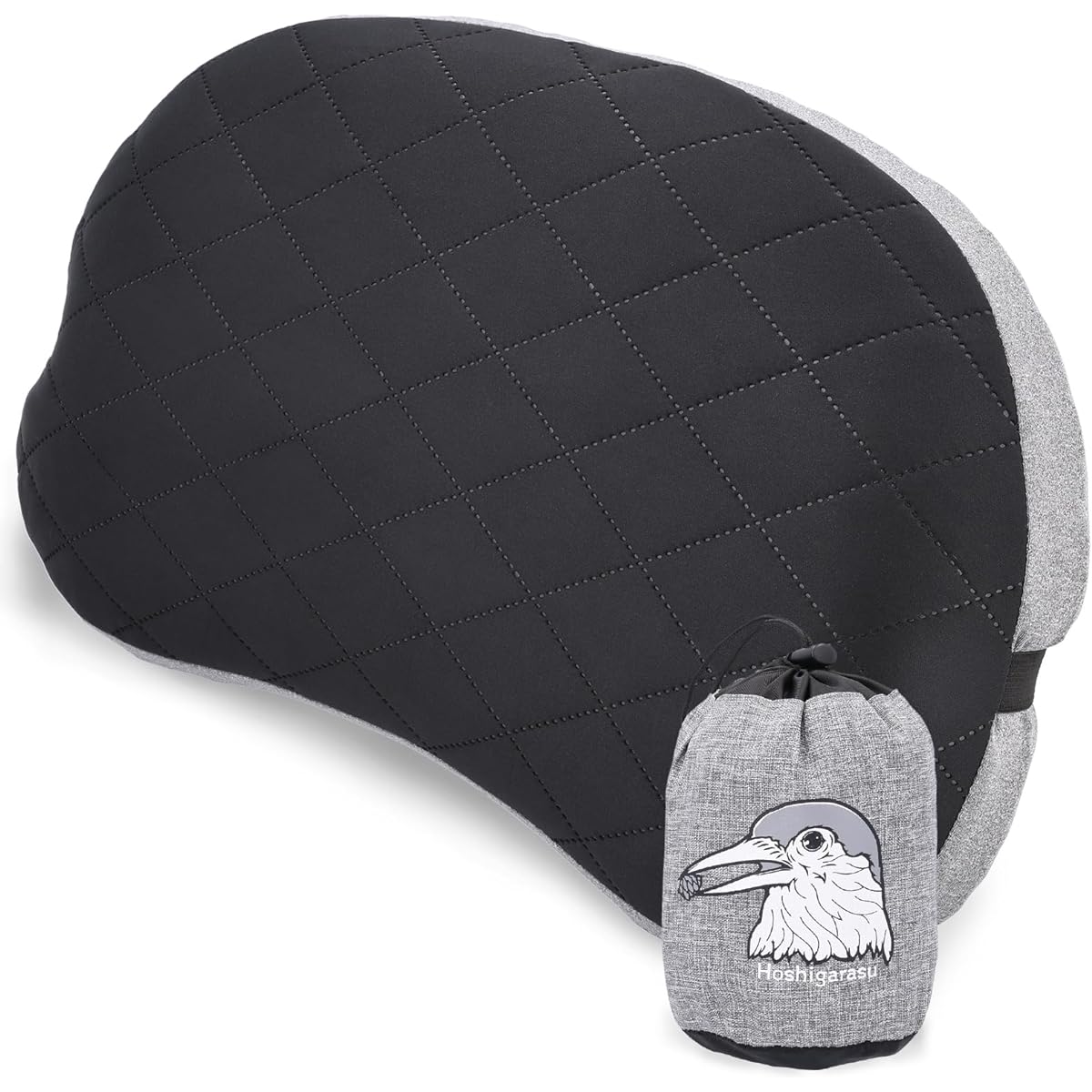 Hoshigarasu Camping Pillow Air Pillow with Fixed Band & Original Logo Cover, Ultra Light 160g, Pocket Size, Sleeping in the Car, Travel Pillow, Original Sticker Included