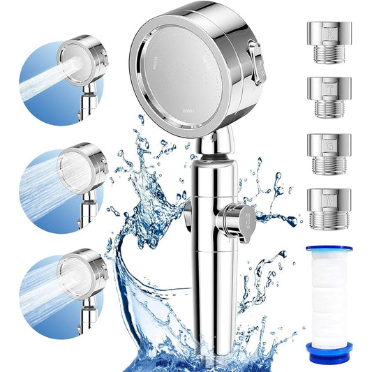 [New arrival in 2024] Shower head, 80% water saving shower, 3-stage mode, water pressure adjustment, high cleaning power, increased water pressure, shower head, water purification shower head, micro-nano bubble, pressure boosting shower head, skin care,