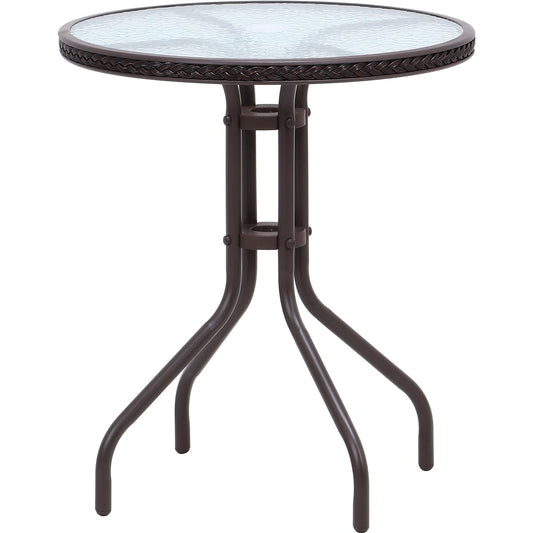 Fuji Boeki Glass Table 2 Width 60 x Depth 60 x Height 70 cm Brown Garden with Parasol Hole 37292