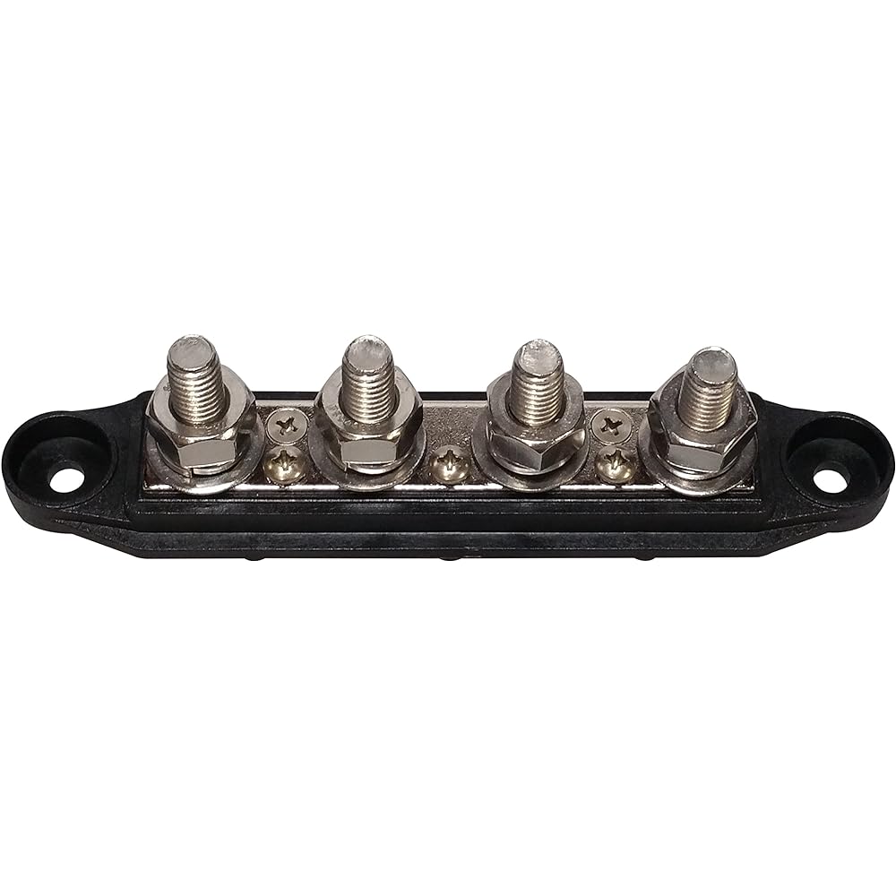 4 Stud distribution block -BUSBAR -with cover 3/8 "Black 38BLACK4TERM