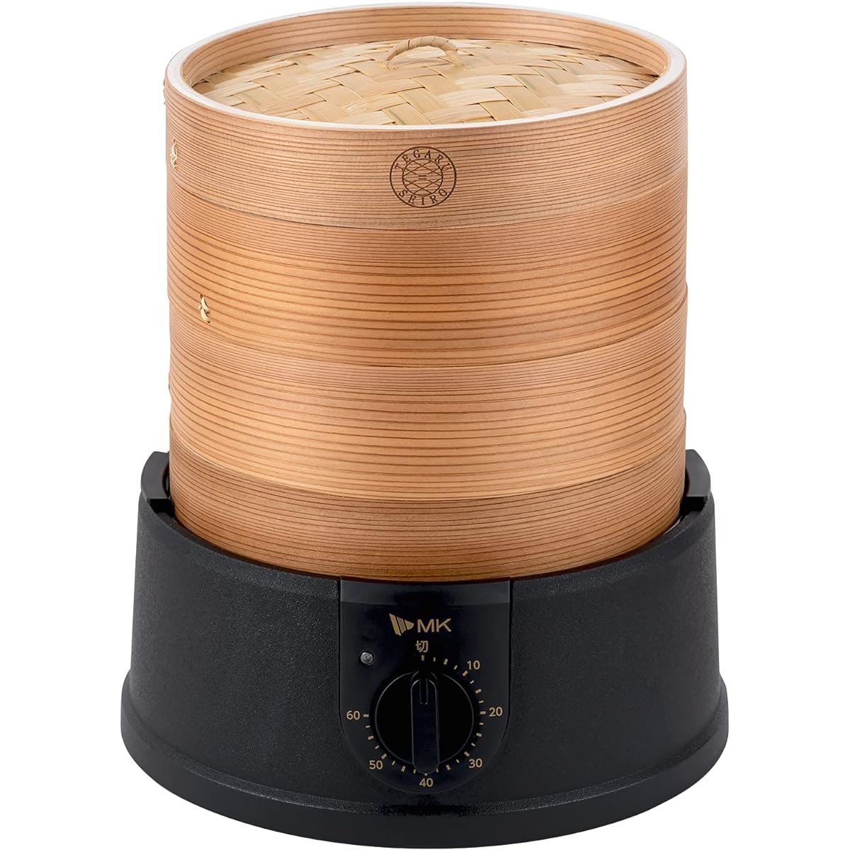 MK Seiko Steamer 2 Tier Set 21cm Electric Steamer Steamer Chinese Steamer Home Use Made of Cedar (Partially Made of Bamboo) Includes Extension Ring Lid Includes Recipe Book TEGARU=SEIRO Easy Steamer
