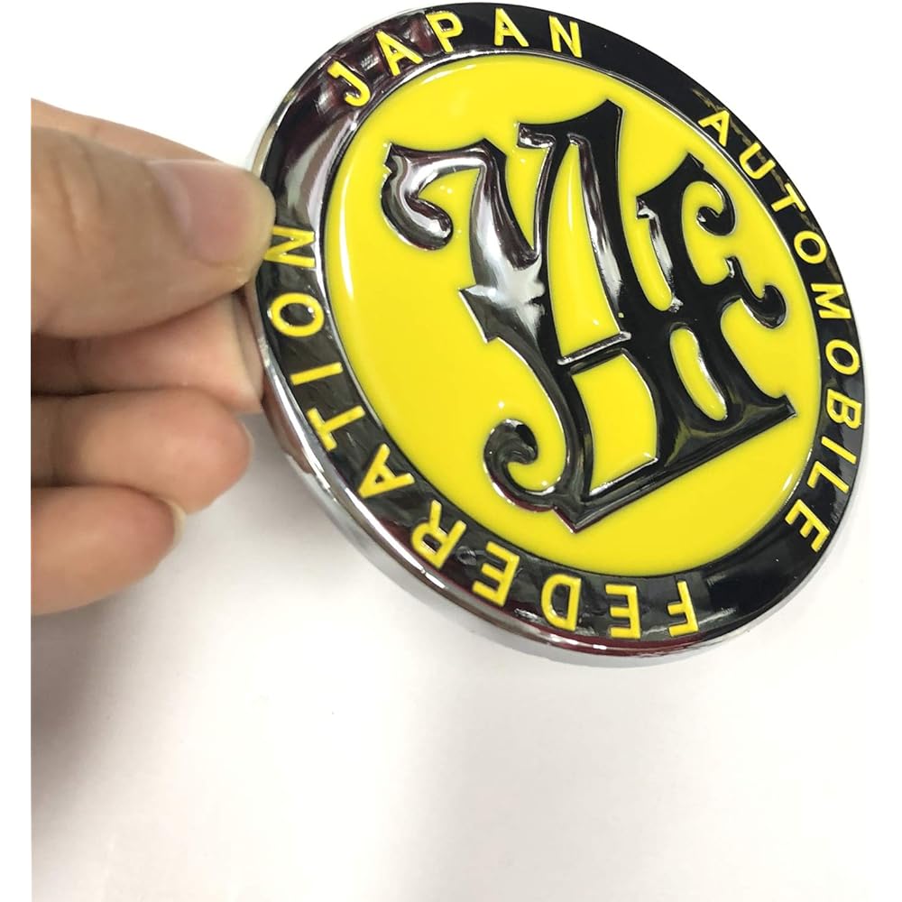 YELLOW JAPAN Automobile Federation JDM JAF Metal Emblem Badge All Car Compatible Front Grill