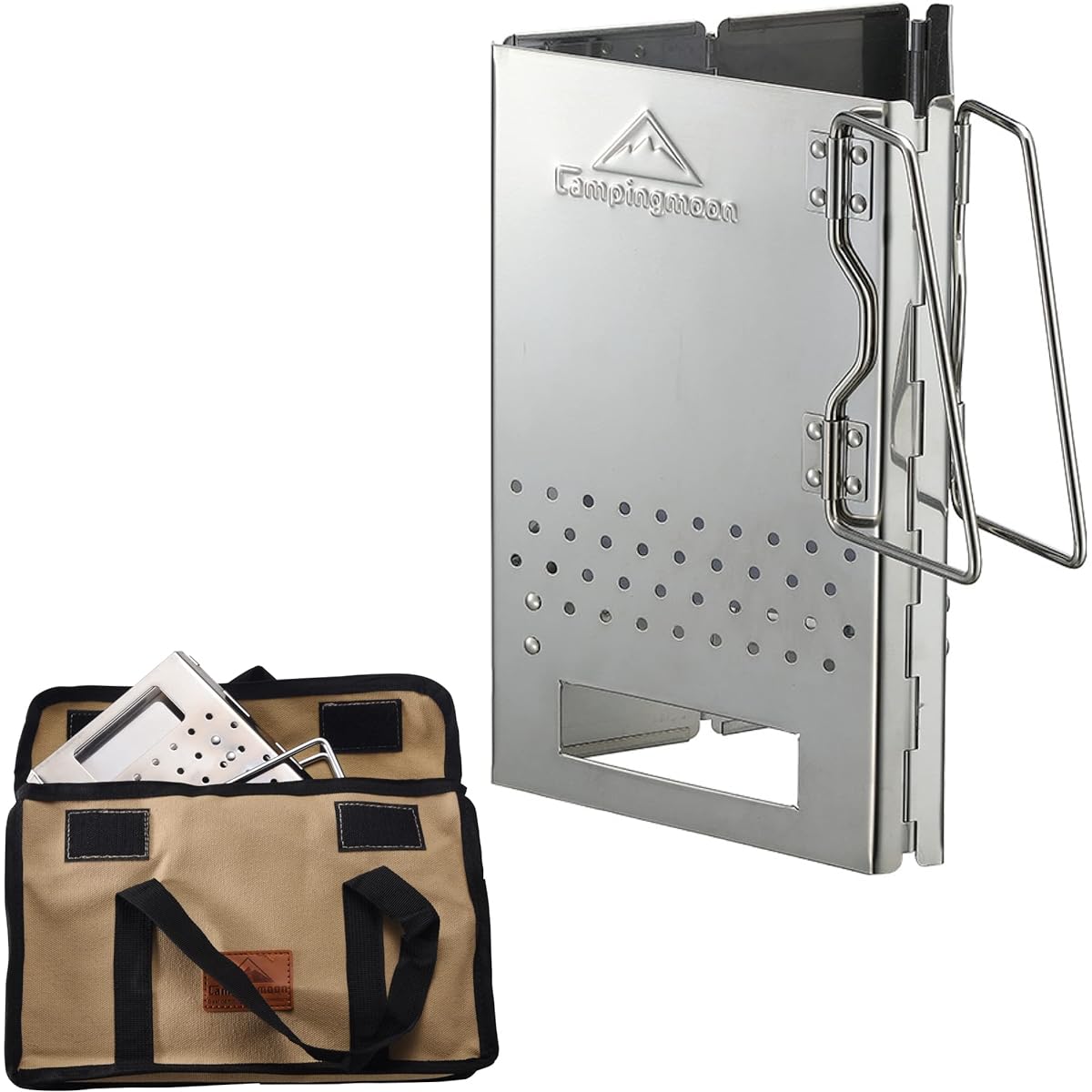 CAMPINGMOON Charcoal Starter Barbecue Folding Charcoal Maker Stainless Steel BBQ Chimney Effect Folding MT-17