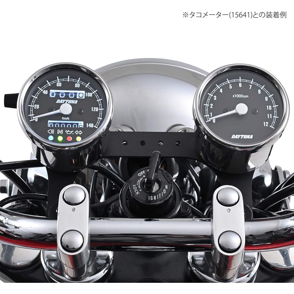 Daytona Motorcycle Mechanical Speedometer Stainless Steel Body/Black Panel/White LED φ60 140km/h Display with Indicator 15637