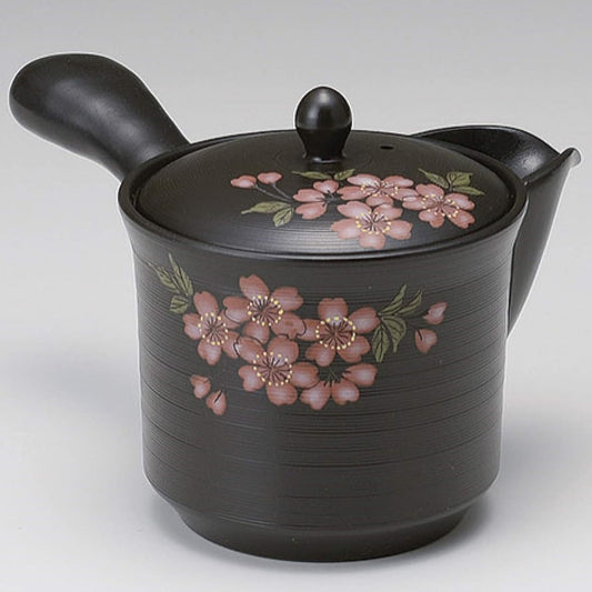 Tokoname ware black mud teapot (with cylindrical tea strainer) Sakura 047684