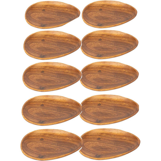 Emery Shokai Wooden Tableware Egg Plate Approx. Length 24.8 x Width 21.5 x Height 2.5 cm Set of 10