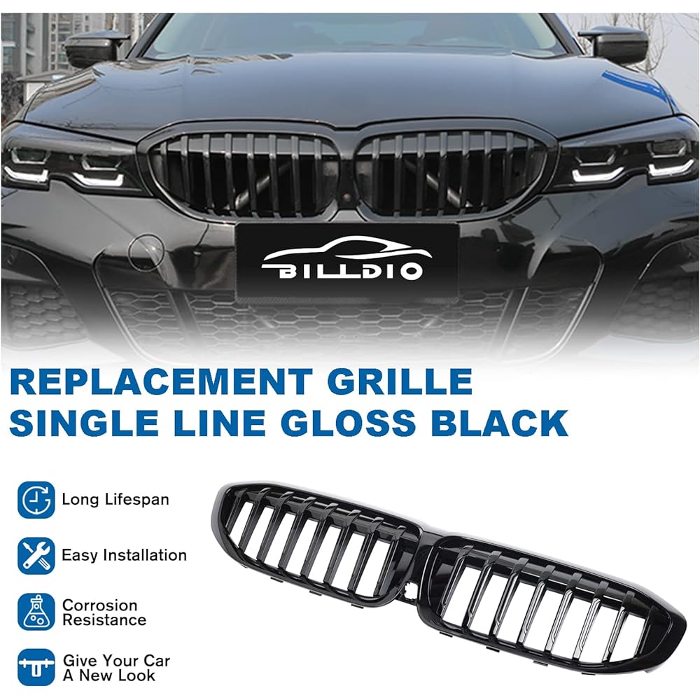 BILLDIO Front Grill BMW 3 Series G20 2019-2022 316i 318i 320I 328i 330i 335i 340i ABS Gloss Black Kidney Grill
