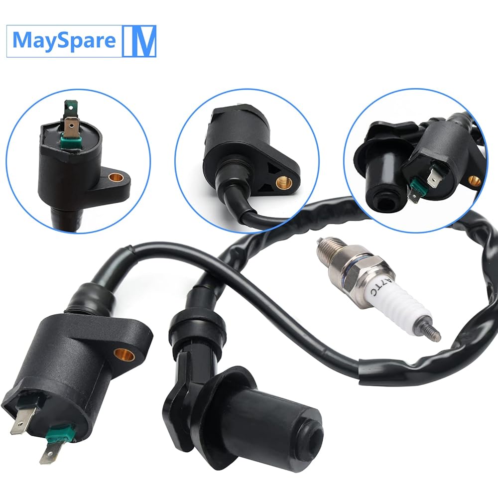 MAYSPARE Ignition Coil + Spark Plug GY6 50CC 150cc 125cc 150cc