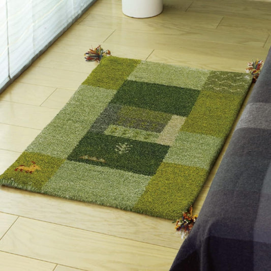 Hagiwara Gabbeh Mat Entrance Mat Green Approx. 60X90cm "GABBEH D11" 270015926