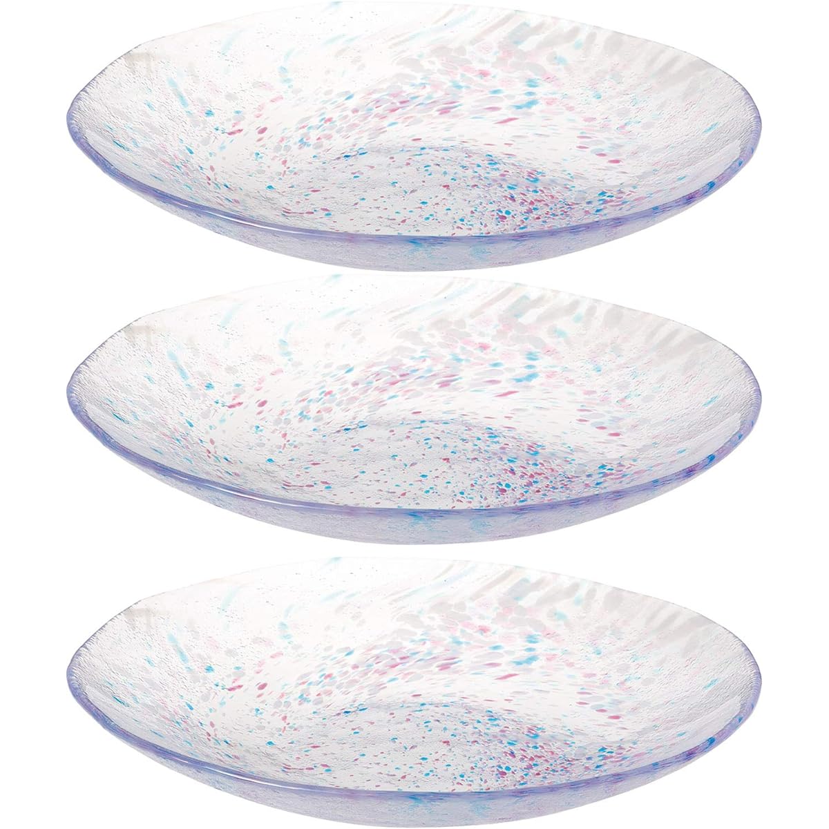 Toyo Sasaki Iroshizuku Noodle Plate, Made in Japan, Set of 3, Pink, Approximately φ24 x 4cm