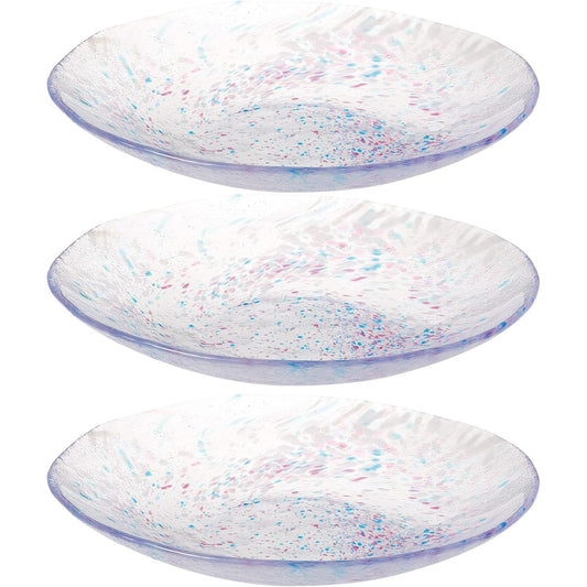 Toyo Sasaki Iroshizuku Noodle Plate, Made in Japan, Set of 3, Pink, Approximately φ24 x 4cm