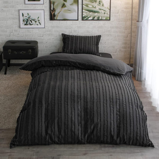 Merry Night Duvet Cover inico "Pruy" Charcoal Gray Double Long Approx. 190 x 210cm Washed Cut Frill Simple Washable IN25053-02