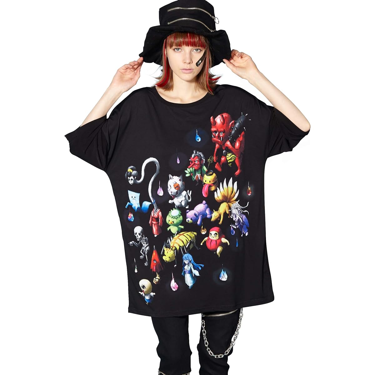 [Ankorock] Splatter check T-shirt-Mega Big 2020SUMMER