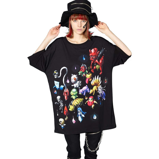 [Ankorock] Splatter check T-shirt-Mega Big 2020SUMMER