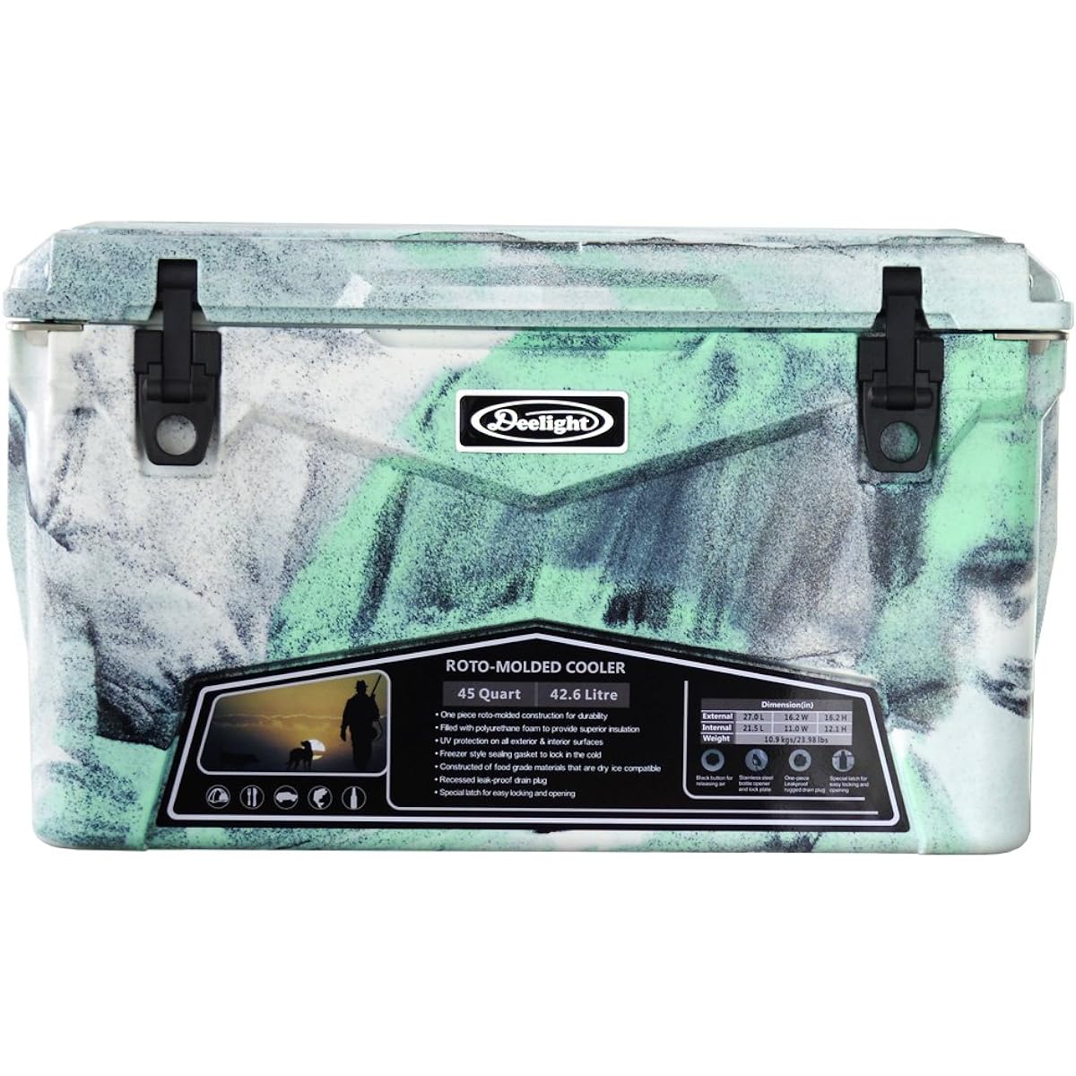 Iceland Cooler Box 45qt [Seafoam Green Camo / 42.6L] Deelight iceland cooler box