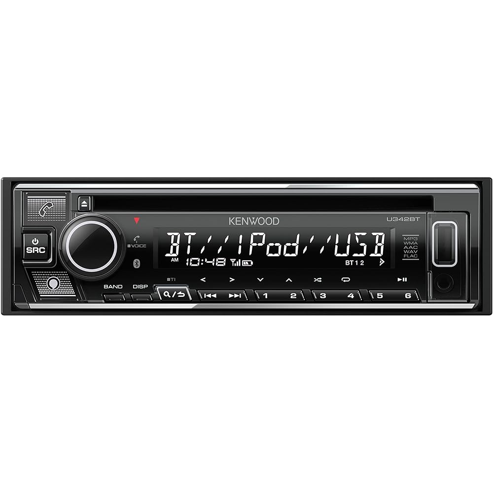 Kenwood 1DIN Receiver U342BT MP3 WMA AAC WAV FLAC compatible CD USB iPod Bluetooth Kenwood