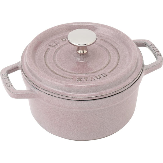 staub "Pico Cocotte Round Chiffon Rose 16cm" Both Hand Cast Enamel Pot IH Compatible [Authorized Japanese Product with Serial Number] La Cocotte Round 40508-865