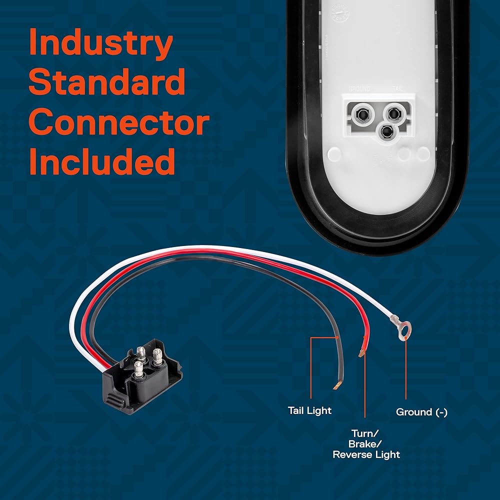 TRUE MODS Red 4 + White 2 6 inch Oval LED Trailer Tail Light Kit [DOT FMVSS 108] [Glomet/Plug attached] [IP67 Waterproof] [Stop brake turns] Backup light marine boat track for RV tracks