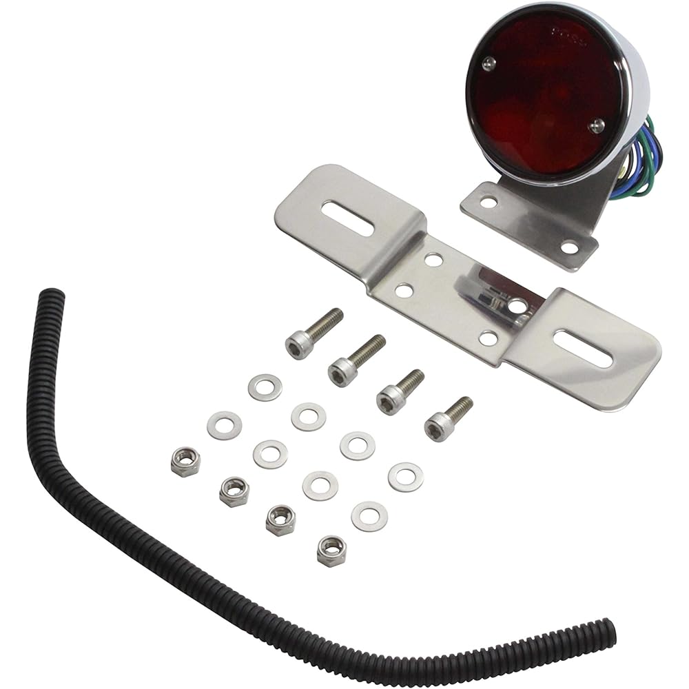 POSH Motorcycle Supplies Vintage Round Tail Lamp SR400/SR500/Glass Tracker Big Boy ('10) / Bang Bang 200 ('07) Silver 090042-03