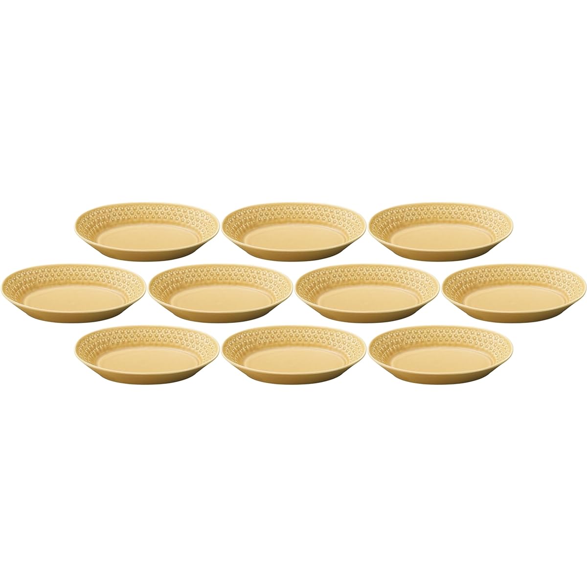 Set of 10 Flower Stamps (Brown) Oval Pot [26.5×17×4.7cm] | Large Bowl