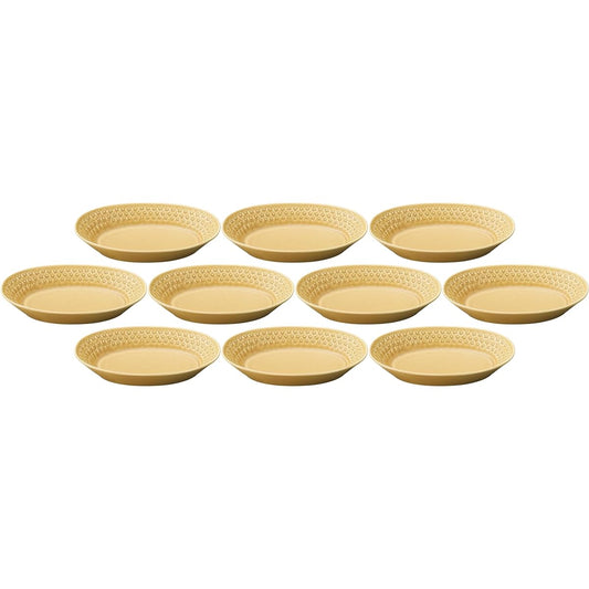 Set of 10 Flower Stamps (Brown) Oval Pot [26.5×17×4.7cm] | Large Bowl
