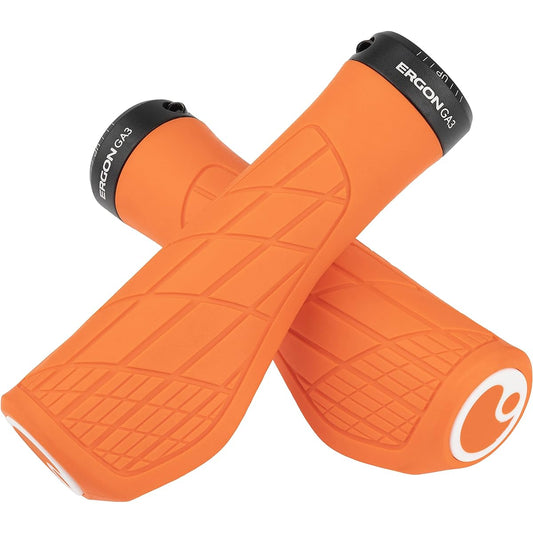 Ergon GA3 Ergonomic Lock-On Bicycle Handlebar Grips with Standard or Single Twist Shift Compatibility for Mountain Bikes, 3 Sizes, 8 Color Options