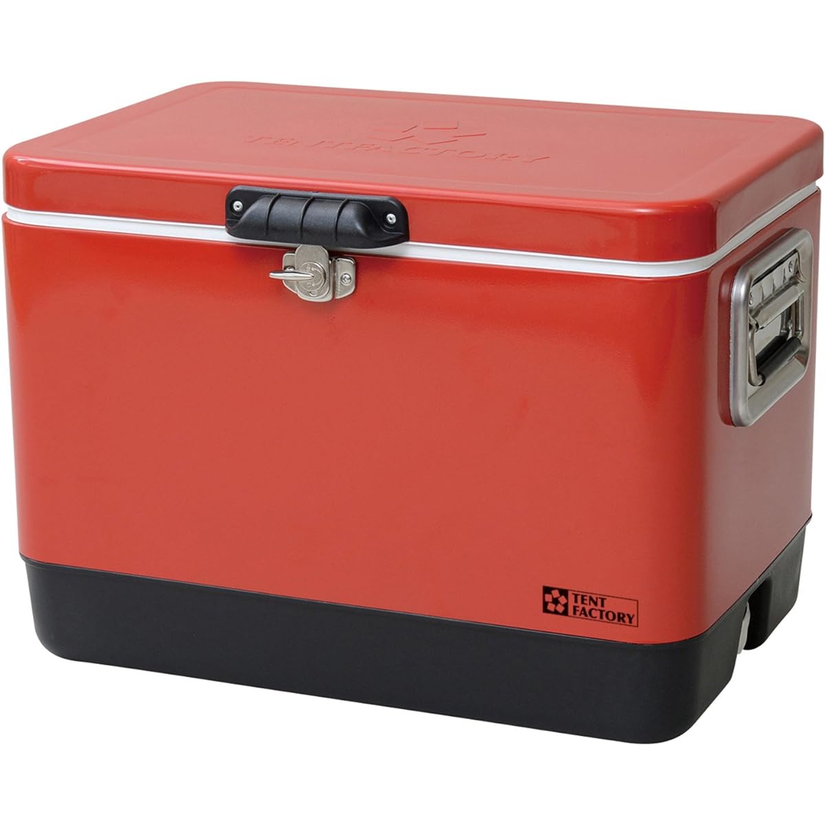 Tent Factory Cooler Box Metal Cooler Steel Box 51L RED Red Metal Handle/Drain Plug Standard Equipment TF-MBM51(RE)