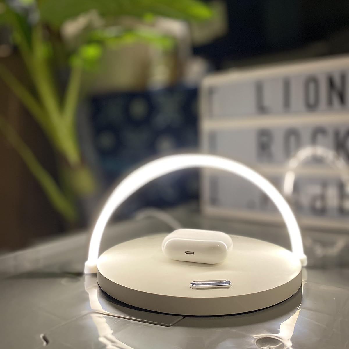 Qivation TiO2 Multifunctional Desk Lamp, Wireless Charger, Japan Tech 24/7 Air Purifier, LED Lamp 3 Brightness Levels, Phone Stand, Eye-Caring Night Light Qi Comp. for Home & Office