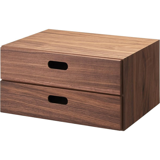 MUJI Stacking Chest Width 37 x Depth 28 x Height 18.5cm Half 2 Drawers Walnut Veneer 12381198