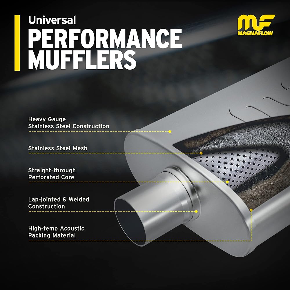 Magnaflow Performance muffler 12619: 3 inch inlet/Outlet universal fit stainless steel