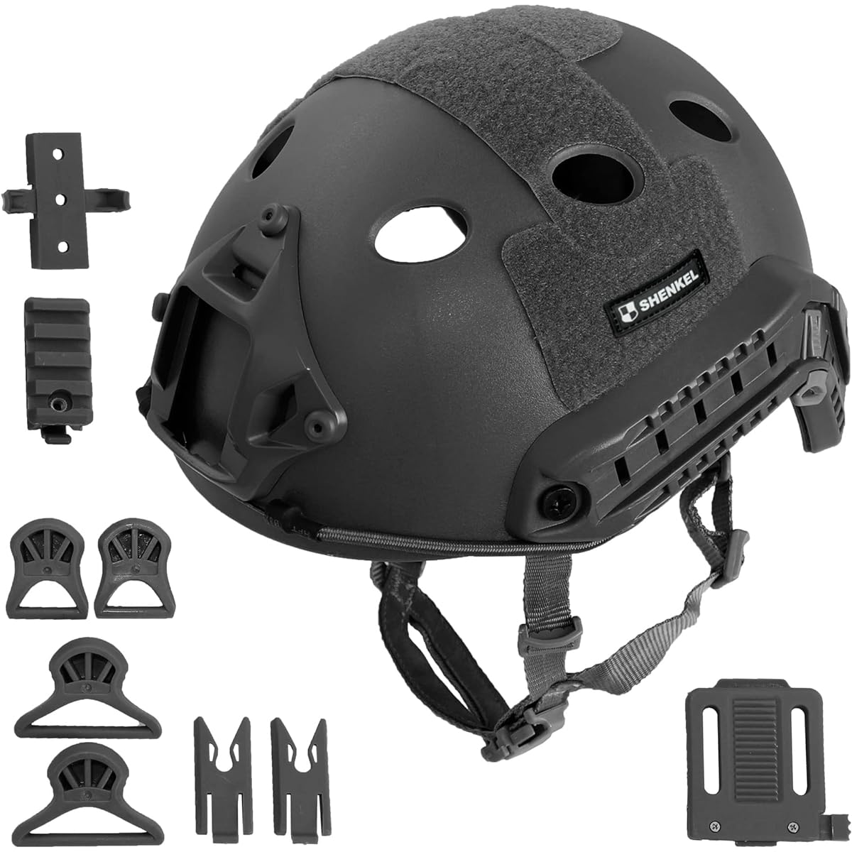 SHENKEL FAST HELMET Fast Helmet PJ Type 4-Point Chin Strap Helmet (BK) Replica US Military Equipment Survival Game met-025bk