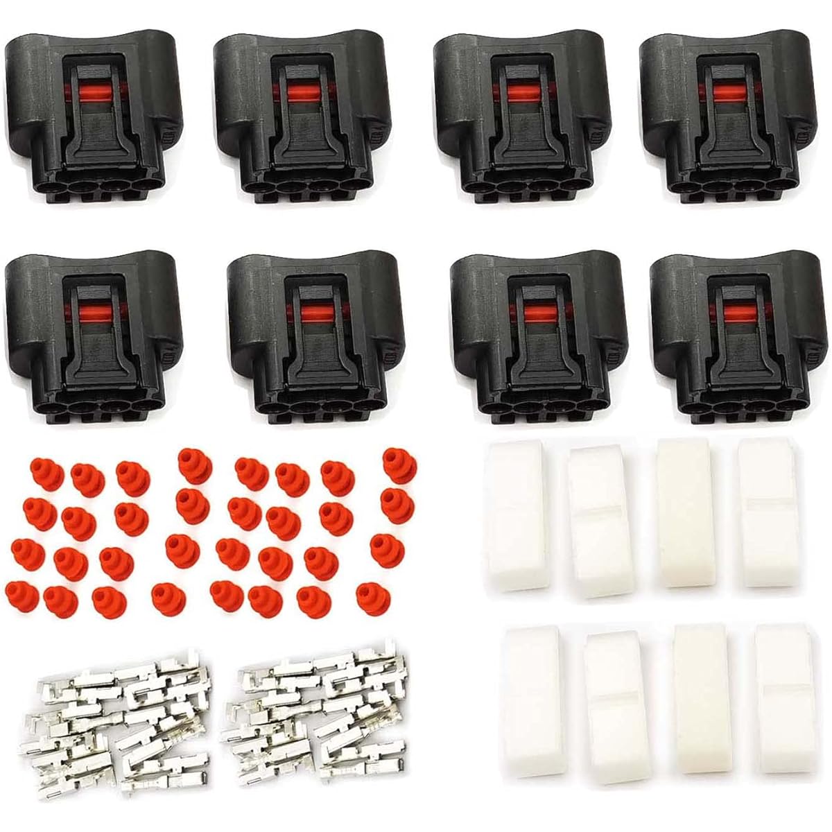Fainwan Ignition Coil 4 Pin Plug Conector Denso Conector Denso Waterproof Black Socket 8 #90980-11885/7283-7449 To-YOTA LE-XUS CAMRY YARIS compatible