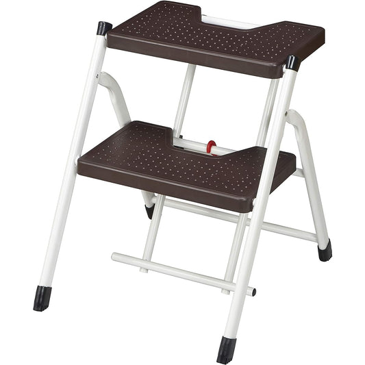 Pearl Metal Stepstool Dark Brown Width 405 x Depth 455 x Height 490mm Compact Stepstool 2 Tiers N-8390