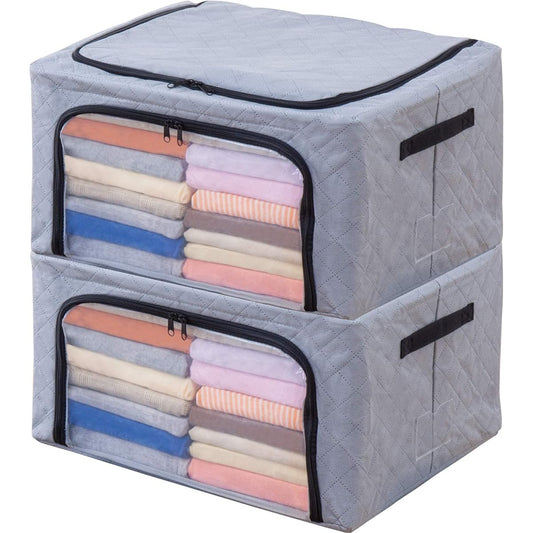 Astro Activated Carbon Deodorizing Wire Clothes Storage Case Large Set of 2 Deodorizing with the Power of Activated Carbon Stackable Double Door Breathable Non-woven Storage Box 620-57